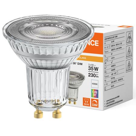 LED GU10 3,4W = 35W 230lm 4000lm neutrální bílá 36° CRI97 DIMMABLE Ledvance