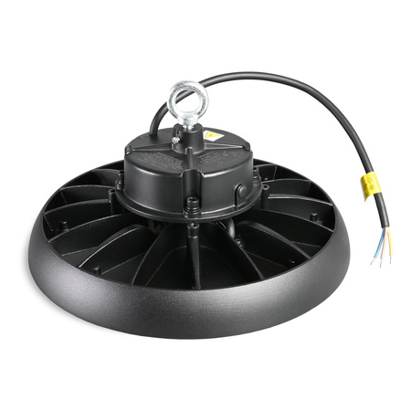 High Bay 150W 25000lm 5000K Neutrální 90° černá závěsná LED průmyslová lampa IP65 Videx