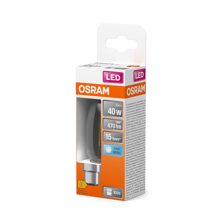 LED žárovka B35 Candle B22d 4W = 40W 470lm 4000K Neutral 300° Retrofit Filament CLASSIC Osram