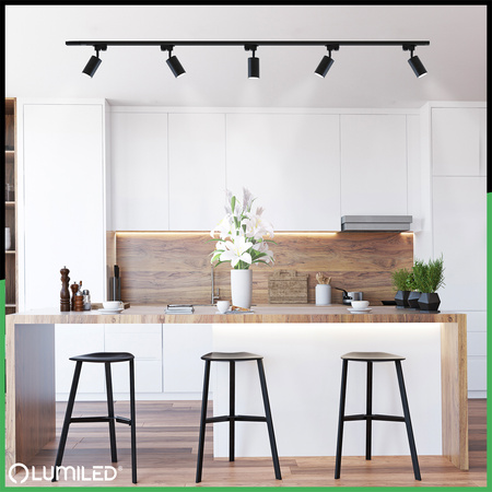 Sada sběrnicového osvětlení 1m + 4x SAGI GU10 Black Gold LUMILED Buslight