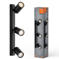 LED bodové nástěnné svítidlo 3-bodové stmívatelné 10,2W GU10 černé LEDVANCE