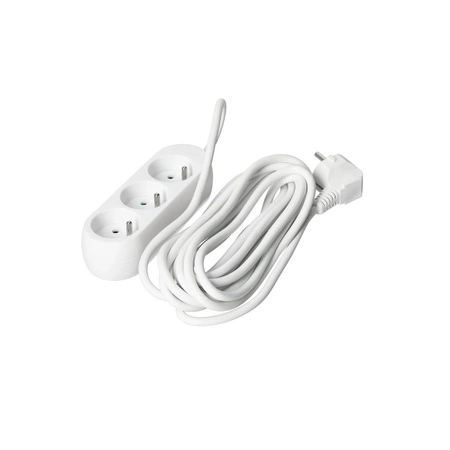 Síťový prodlužovací kabel Zástrčka 3 x uzemněná zásuvka Napájecí pásek 5m Bílá Linea Kobi