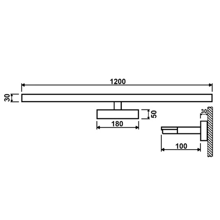 VENUS Zrcadlová lampa LED koupelnová nástěnná lampa 24W 1680lm černá a zlatá 120cm