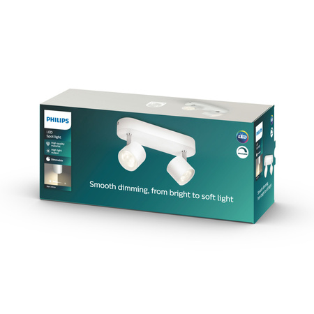 LED STAR stropní svítidlo 2x 4,5W 2700K stmívatelné reflektorové svítidlo pohyblivé bílé PHILIPS