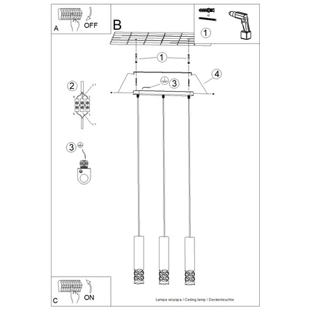 Stropní závěsné svítidlo 3x GU10 White LIRO Ocean Green SL.1693 Sollux