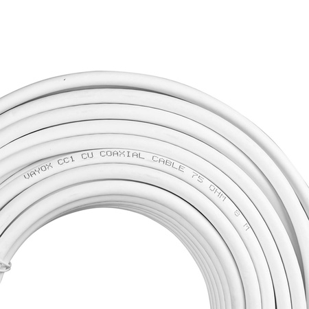 Anténní koaxiální kabel Měděný gel CU Pozemní 4K Full HD Bílý 50M VAYOX