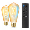 2x LED žárovka E27 Edison ST64 7W = 50W 640lm 2000-5000K TW FILAMENT Amber Smart SMART WiFi Bluetooth aplikace WiZ + dálkové ovládání Controller