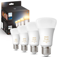 4PAK LED žárovka E27 A60 6W CCT PHILIPS HUE White & Ambiance Bluetooth Zigbee