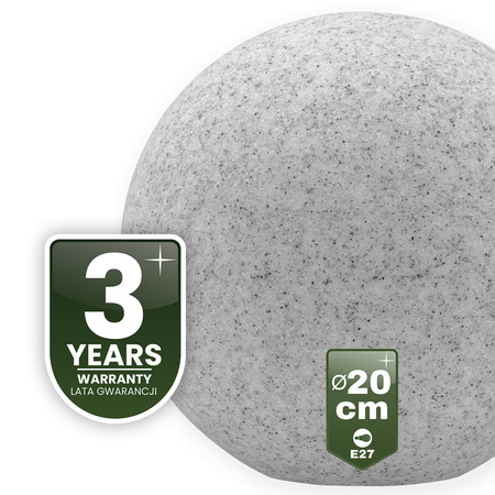 Venkovní lampa E27, KAMENNÁ KOULE LED IP65 20cm LUMILKULA LUMILED