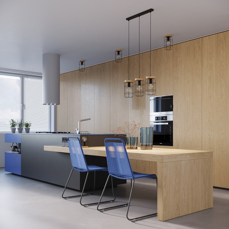 GOTTO 1 E27 Černá dřevěná průmyslová závěsná lampa SOLLUX