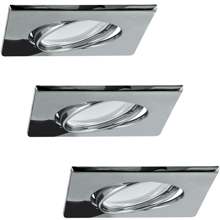 3x GOLDLUX (Polux) pohyblivá halogenová žárovka. hranatá. chrom + GU10 3.5W LED žárovka