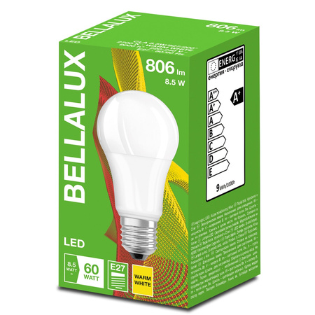 LED žárovka E27 A60 8,5W = 60W 806lm 2700K teplá bílá 200° BELLALUX