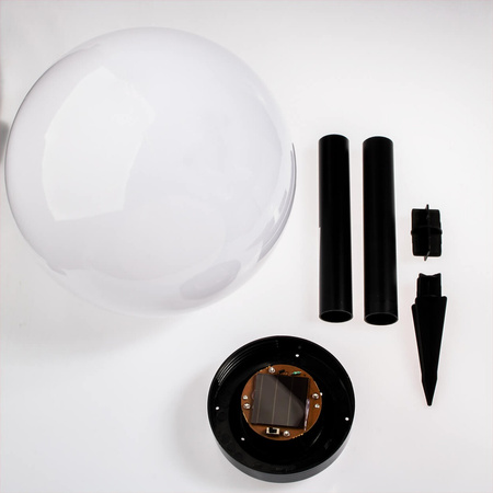 LED solární zahradní lampa s hroty bílá koule 25 cm