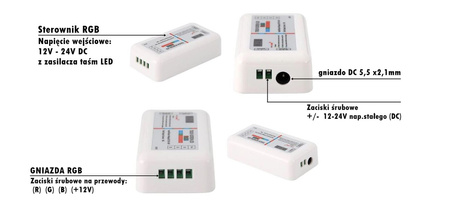 RGB LED páskový ovladač 216W PŘIJÍMAČ + RF 2.4GHz dotykové dálkové ovládání