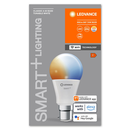 B22d A60 LED žárovka 9W 806lm 220° SMART+ WiFi CCT Stmívatelné Classic LEDVANCE