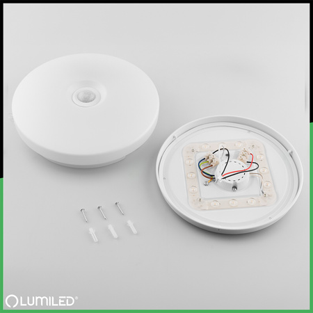 LED Plafond Povrchová montáž 24W NOTUS 2 Round Motion Sensor IP44 33 cm LUMILED