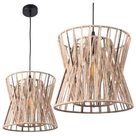 VARBERG IL MIO stropní závěsné svítidlo polokoule v boho stylu. ocel + šňůra 1x E27 GOLDLUX (Polux)