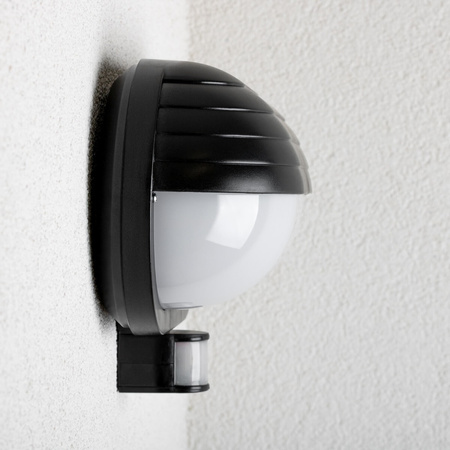Zahradní nástěnná lampa FRODA E27 IP44 s PIR senzorem černá