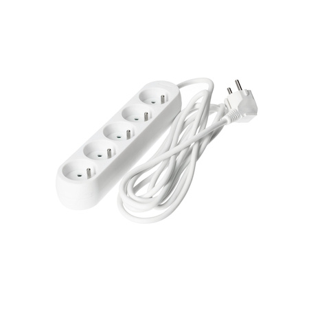 Prodlužovací kabel Zástrčka 5 x uzemněná zásuvka Napájecí pásek 3m Bílá Linea Kobi