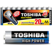 TOSHIBA HIGH POWER LR6 AA 1.5V alkalické baterie BALENÍ 20ks