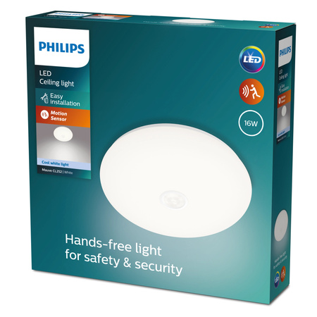 Přisazené LED stropní svítidlo MAUVE 16W 4000K 32cm kulaté s pohybovým senzorem PHILIPS