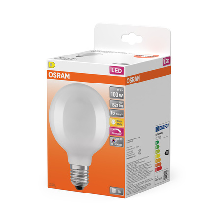 LED žárovka G95 Sphere E27 11W = 100W 1521lm 2700K teplá bílá CRI90 300° stmívatelná vlákno SUPERSTAR PLUS CLASSIC Osram