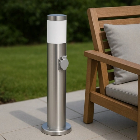 Venkovní zahradní lampa E27 SILVER SLOUP 65cm se zásuvkou 230V