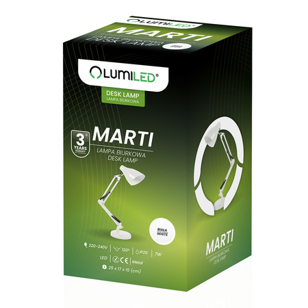 Stolní lampa LED 7W, CCT USB stmívatelná Bílá MARTI LUMILED