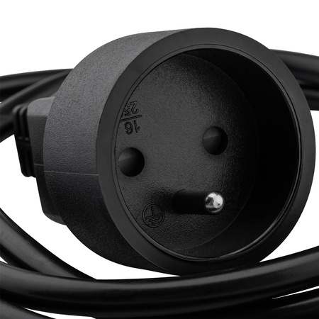 Zástrčka napájecího prodlužovacího kabelu - zásuvka s uzemněním 1.5m 3x1.0mm 13A Černá ECOLIGHT