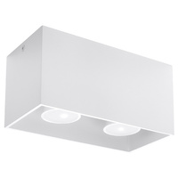 Svítidlo pro povrchovou montáž QUAD MAXI 2xGU10 Obdélníkové minimalistické bílé SOLLUX