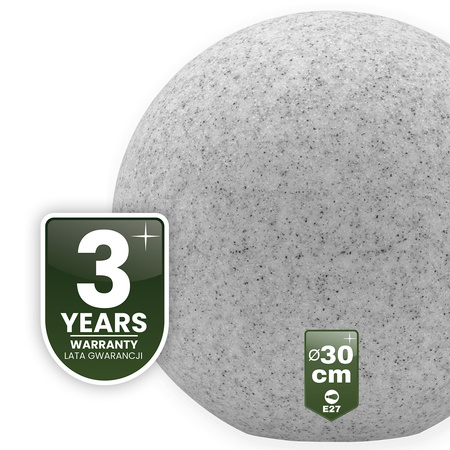 Venkovní lampa E27, KAMENNÁ KOULE LED IP65 30cm LUMILKULA LUMILED