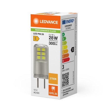 LED žárovka s kapslí GY6.35 2.2W = 28W 300lm 2700K teplá bílá 320° 12V Ledvance