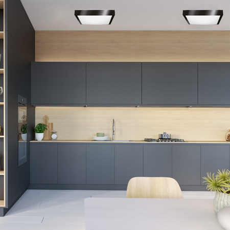 Plafond LED stropní svítidlo 30cm 2xE27 černý čtverec + 2x LED žárovka 10W 4000K