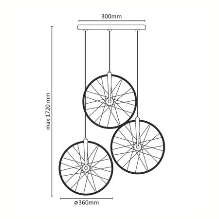 Ikonická závěsná LED STROPNÍ LAMPA 3x BICYKL 33W 3000K chrom GOLDLUX (Polux)