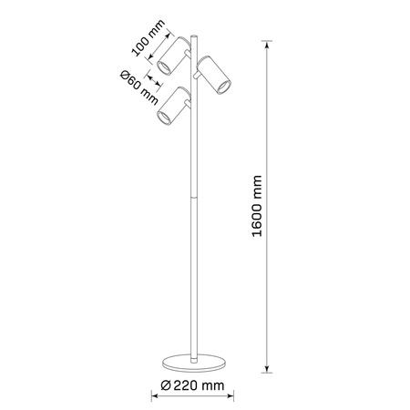 Stojací lampa 3x GU10 černá zlatá MARIBEL Sanico Goldlux