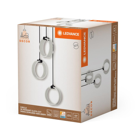 Dekorativní závěsná stropní lampa LED 20W 1300lm 3000K - 4200K - 6500K CCT Black Decor Ledvance