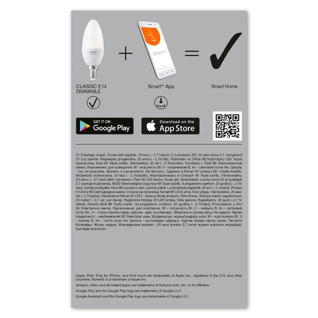 E14 B35 LED žárovka 5W 470lm 2700K Teplá bílá LEDVANCE SMART+ WiFi Stmívatelné