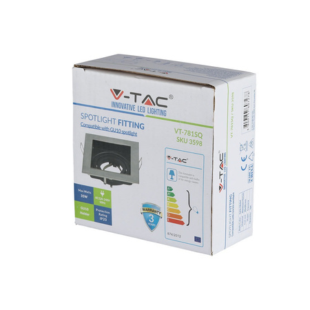 Stropní svítidlo zapuštěné GU10 čtvercový saténový nikl VT-781 V-TAC