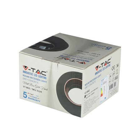 Zapuštěné stropní svítidlo GU10 Očko kulaté šedé/růžové zlato VT-862 V-TAC - 5letá záruka