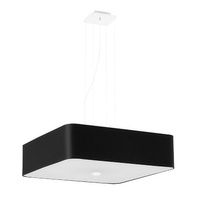 LED závěsné stropní svítidlo LOKKO 5xE27 Lustr čtvercový 55cm černý SOLLUX