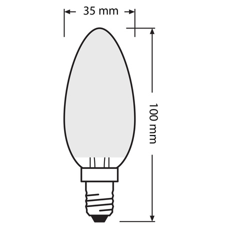 E14 B35 LED žárovka 4W = 40W 470lm 4000K Neutrální bila 300° vlákno OSRAM STAR