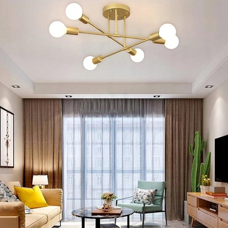 Lustr Stropní závěsné svítidlo Dekorativní 6x E27 Zlatá 70cm Eliot Masterled