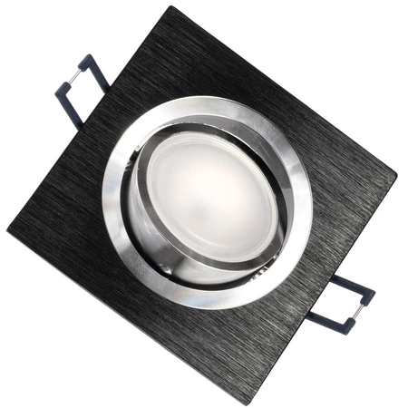 Halogenová Podhledové svítidlo GU10, Nastavitelná Čtvercová Černá kartáčovaná LUMILED