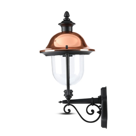 Zahradní fasádní svítidlo E27 nástěnné svítidlo průhledné matné černé stínění VT-853 V-TAC