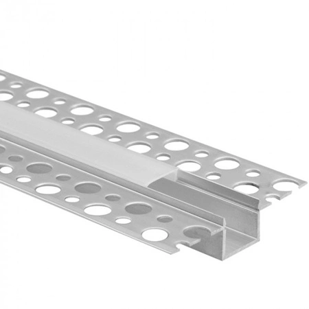 Hliníkový LED profil pro sádrokarton REGIPS Zapuštěný pod omítku eloxovaný 1m s matným difuzorem pro LED pásky + krytky Ecolight řady GP