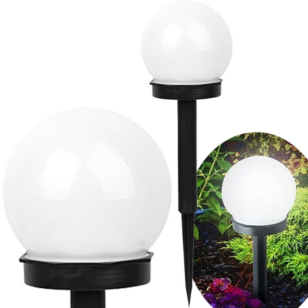 LED zahradní lampa na solární pohon WHITE BALL 10cm GOLDLUX (Polux)