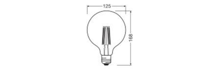 LED žárovka G125 E27 5,9W = 60W 806lm 2700K Warm 300° Filament Performance Class Ledvance