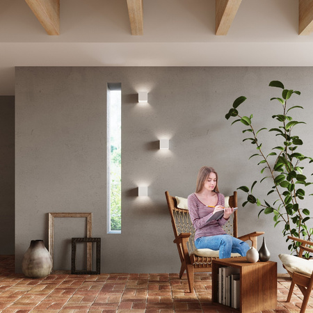 Exteriérové povrchové svítidlo LUCA LED 6W 3000K IP54 Nástěnné svítidlo horní/spodní kostka bílá SOLLUX