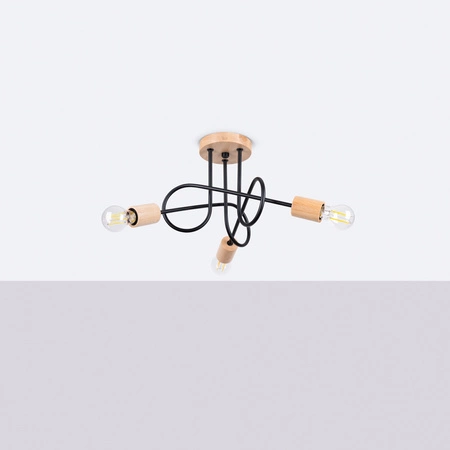 Stropní svítidlo Lustr Spider Pendant 3x E27 Přírodní dřevo Black Ember Peach Puff SL.1477 Sollux