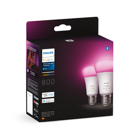 2PAK LED žárovka E27 A60 6,5W CCT RGB PHILIPS HUE White & COLOR Ambiance Bluetooth Zigbee